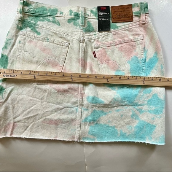 NWT Levi’s Button Fly High Rise Deconstructed Y2K  80s 90s Tie Dye Skirt Size 31 - Picture 10 of 12